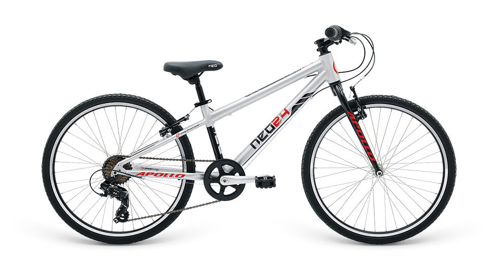 Neo 24 7s Boys Bike (Brushed Alloy / Black / Red) Neo
