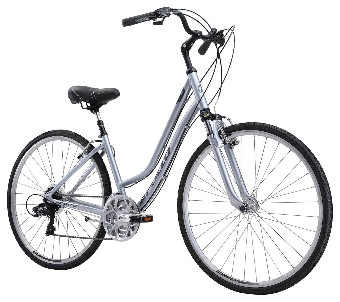 Apollo Altura Womens Hybrid Bike (Gloss Silver / Charcoal / Blue) Apollo