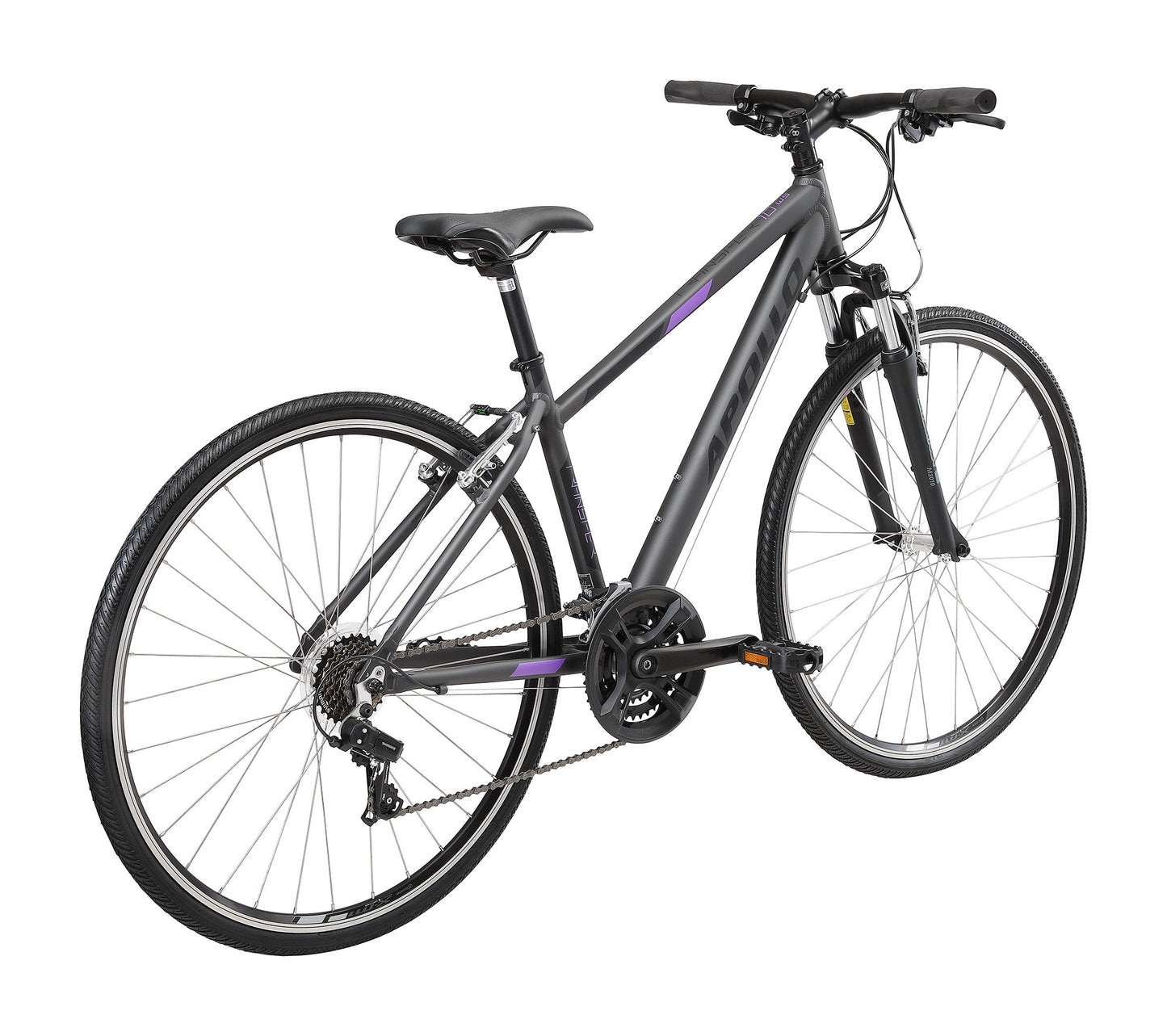 Apollo Transfer 10 WS - Womens Urban Bike (Matte Charcoal / Black / Lavender) Apollo