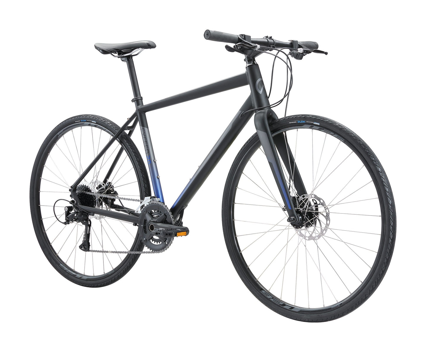 Apollo Exceed 20 Disc - Flat Bar Road Bike (Matte Black / Charcoal / Blue) Apollo