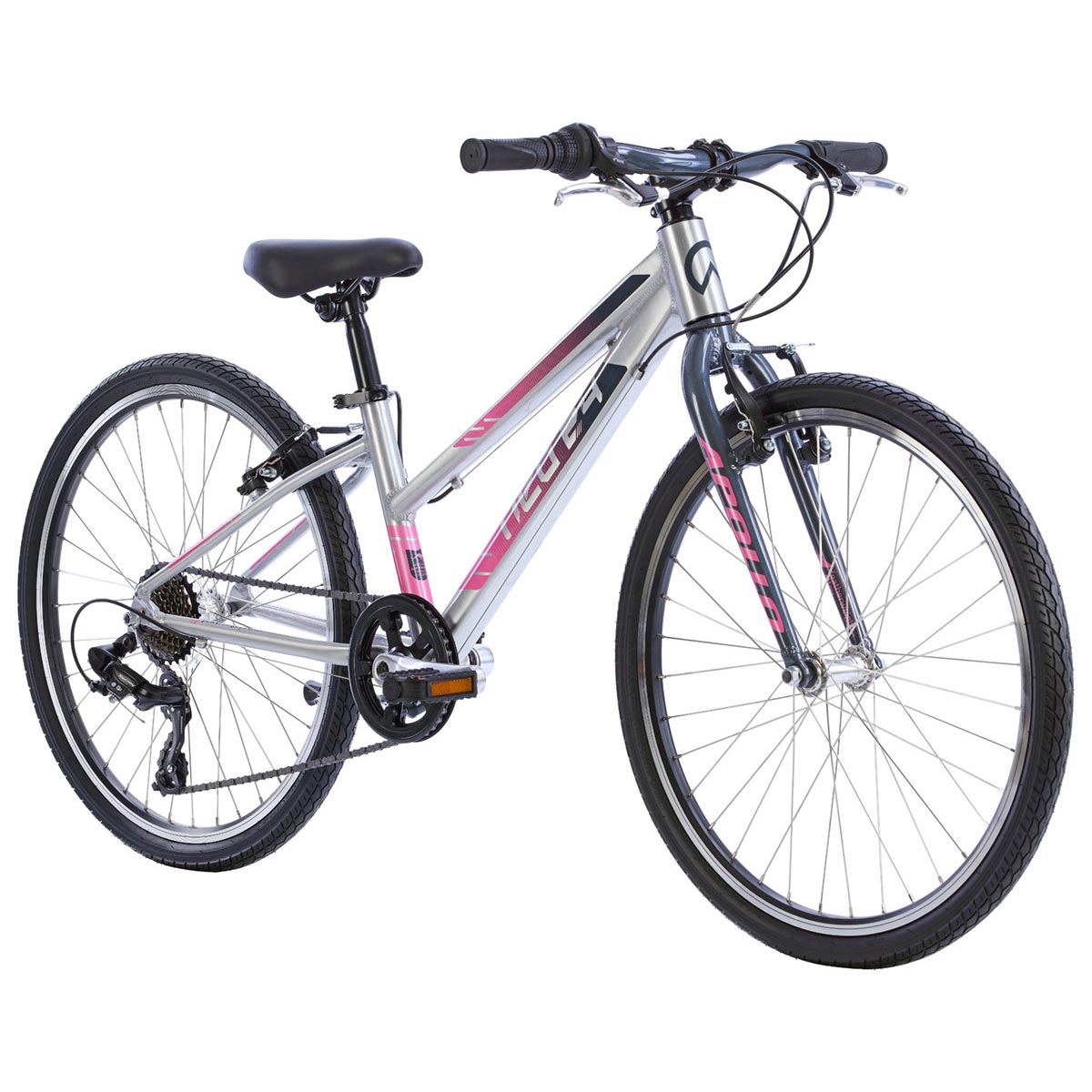 Neo+ 24 7s Girl's Bike (Brushed Alloy / Charcoal, Pink Fade) Neo
