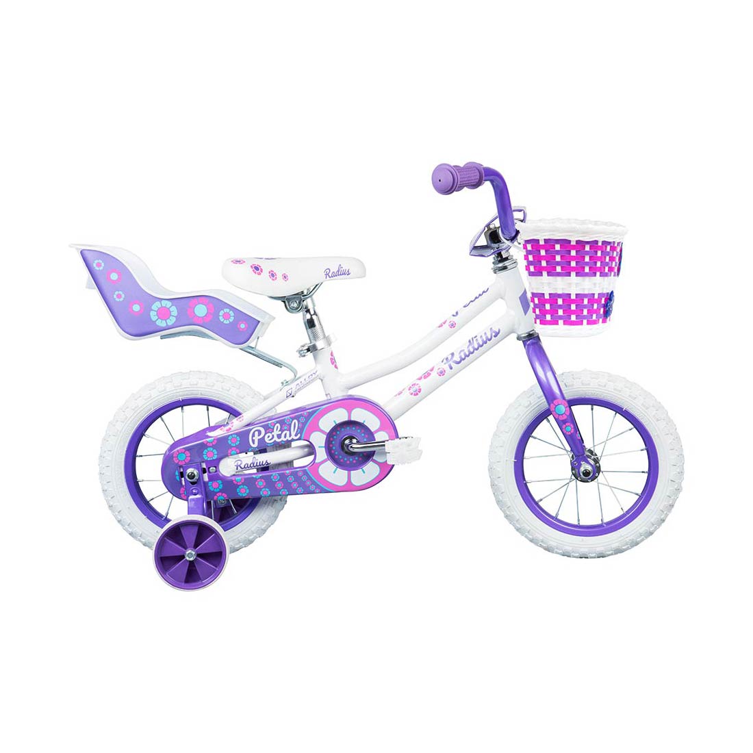 Radius Petal AL 12" Juvenile Bicycle (Gloss Pearl White / Lavender / Pink) Radius