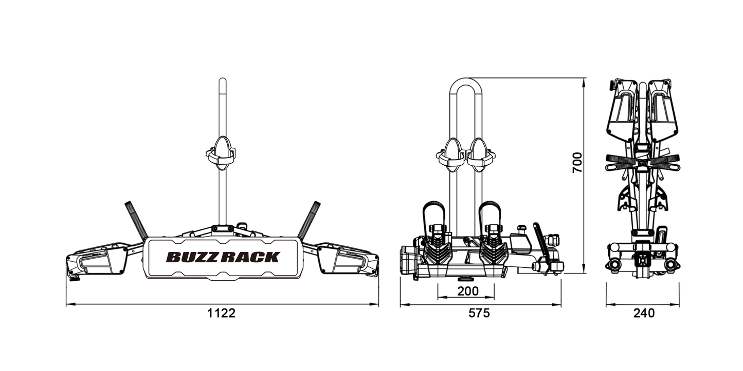 Buzzrack Eazzy 2 (Tow Ball) 2 Bike Platform Rack Buzzrack