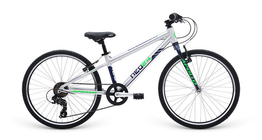 Neo 24 7s Boys Bike (Brushed Alloy / Navy Blue / Green)