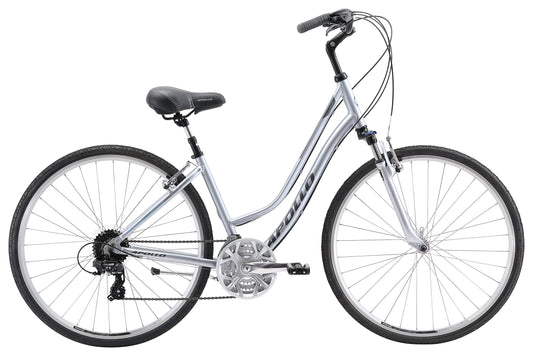 Apollo Altura Womens Hybrid Bike (Gloss Silver / Charcoal / Blue)