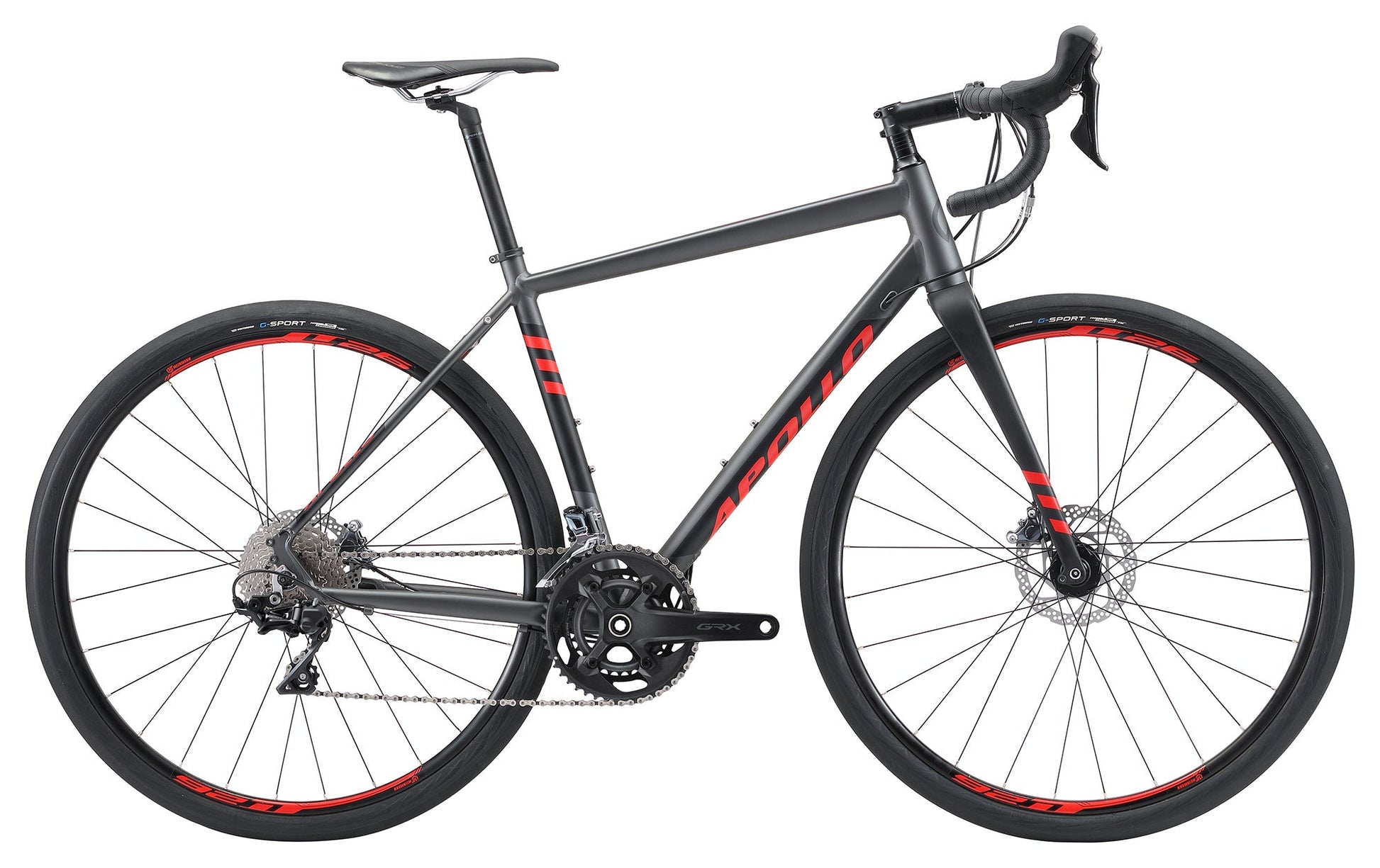 apollo gravel bike Apollo Scout 10 Gravel Bike (Matte Charcoal / Black / Red) – The Bicycle Company