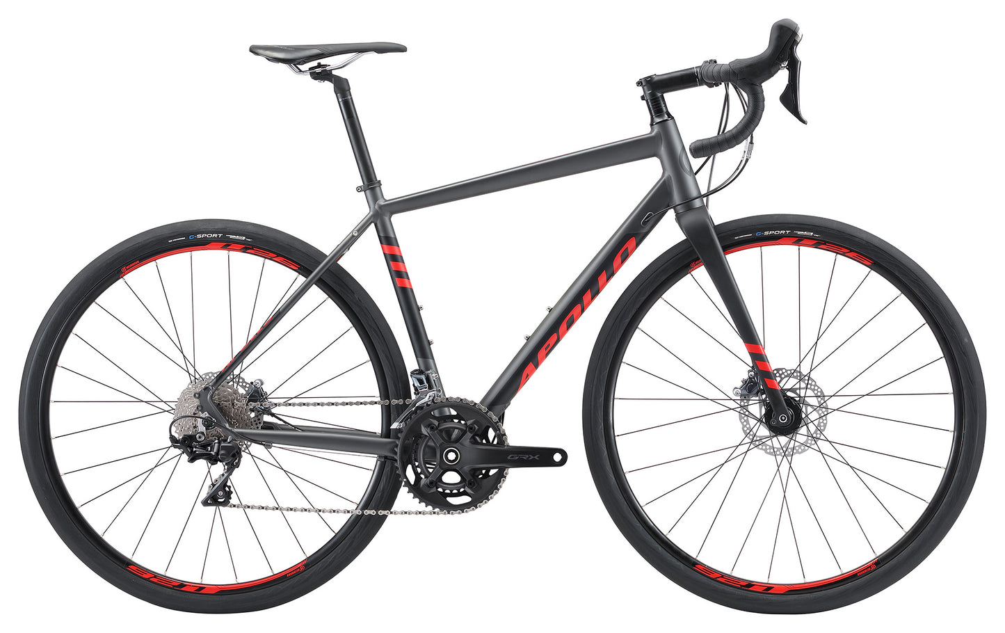 Apollo Scout 10 Gravel Bike (Matte Charcoal / Black / Red)