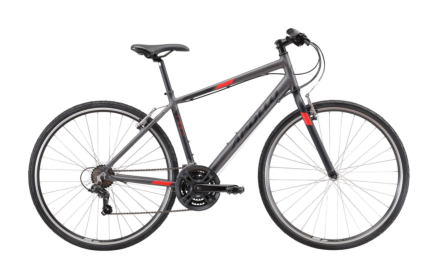 Apollo Trace 10 - Urban Bike (Matte Charcoal / Black / Red)