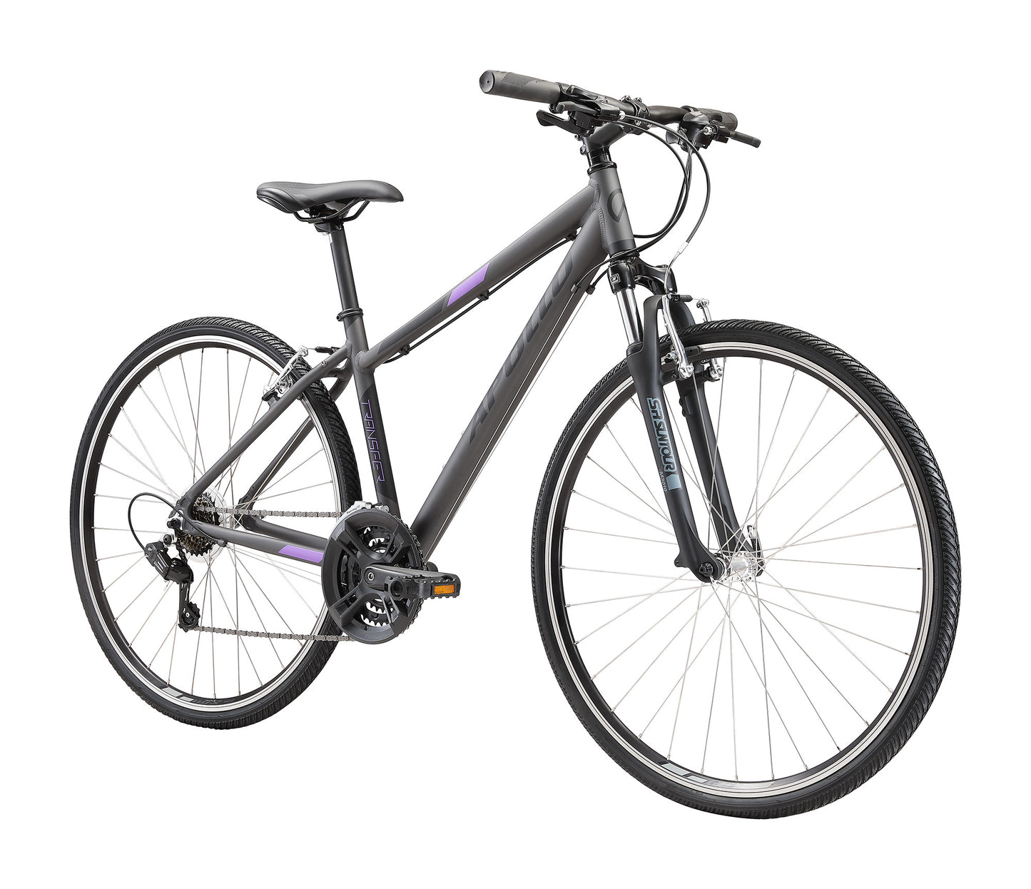 Apollo Transfer 10 WS - Womens Urban Bike (Matte Charcoal / Black / Lavender)