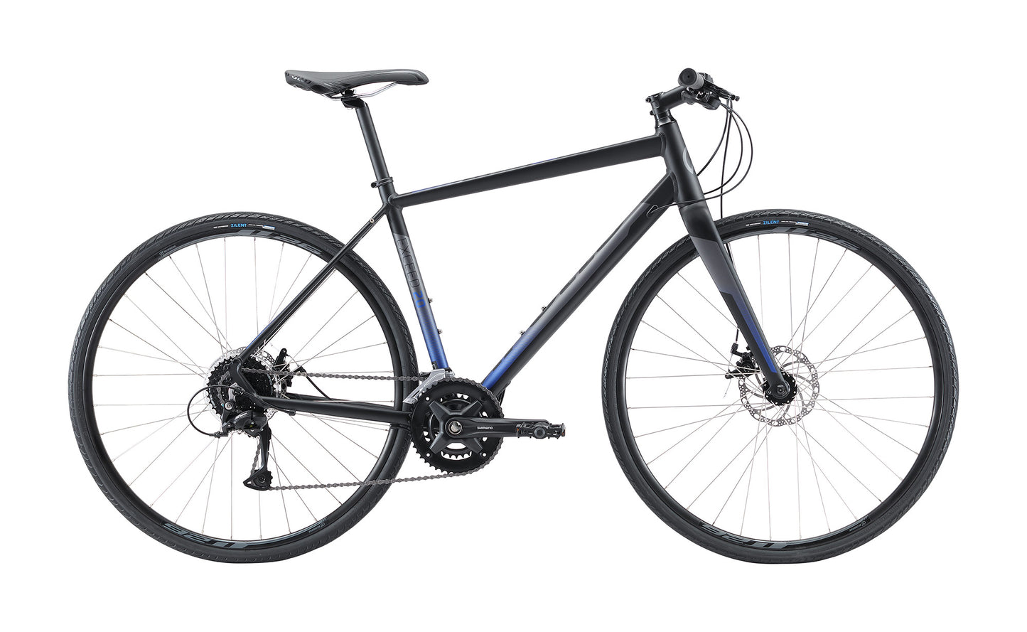 Apollo Exceed 20 Disc - Flat Bar Road Bike (Matte Black / Charcoal / Blue)