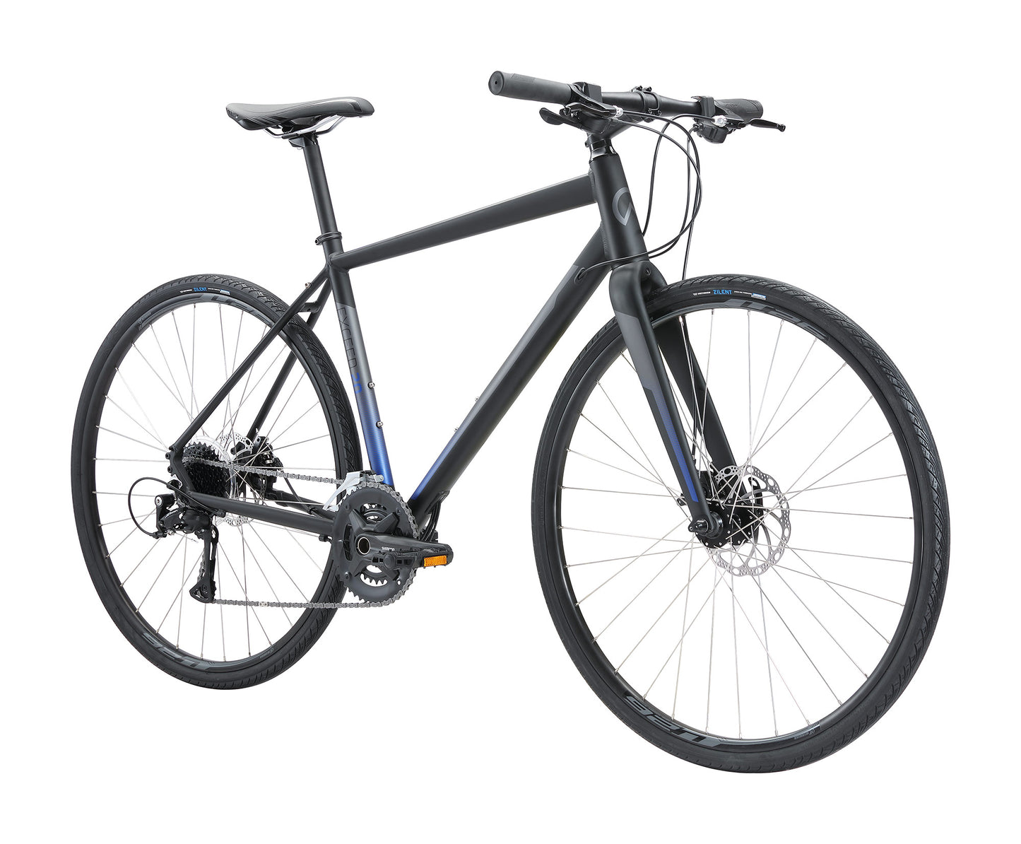 Apollo Exceed 20 Disc - Flat Bar Road Bike (Matte Black / Charcoal / Blue)