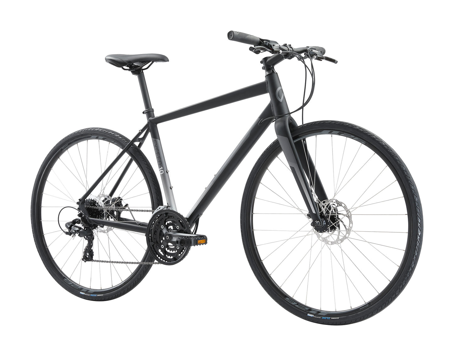 Apollo Exceed 10 Disc - Flat Bar Road Bike (Matte Black / Charcoal / Silver)