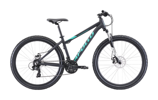 Apollo Aspire 20 WS - Womens 27.5" Recreational MTB (Matte Black / Turquoise)