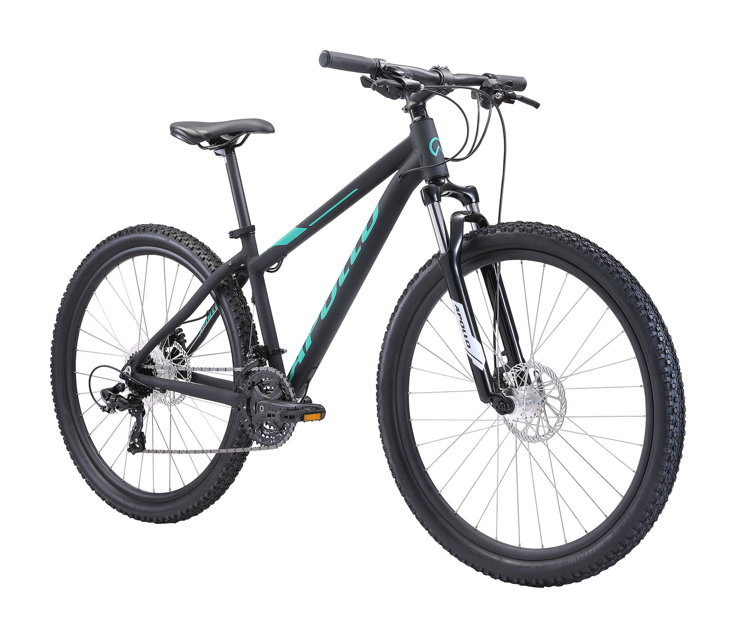 Apollo Aspire 20 WS - Womens 27.5" Recreational MTB (Matte Black / Turquoise)