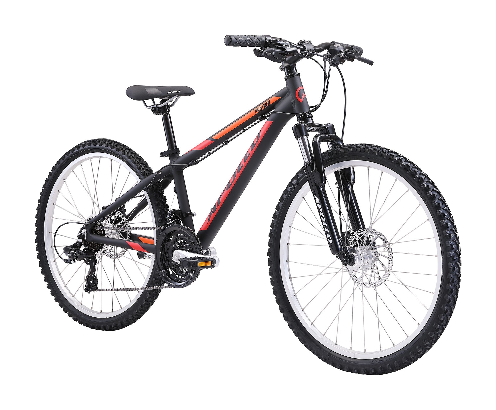 Apollo Panther 24 Youth Bike Matte Black Red Orange The Bicycle Company