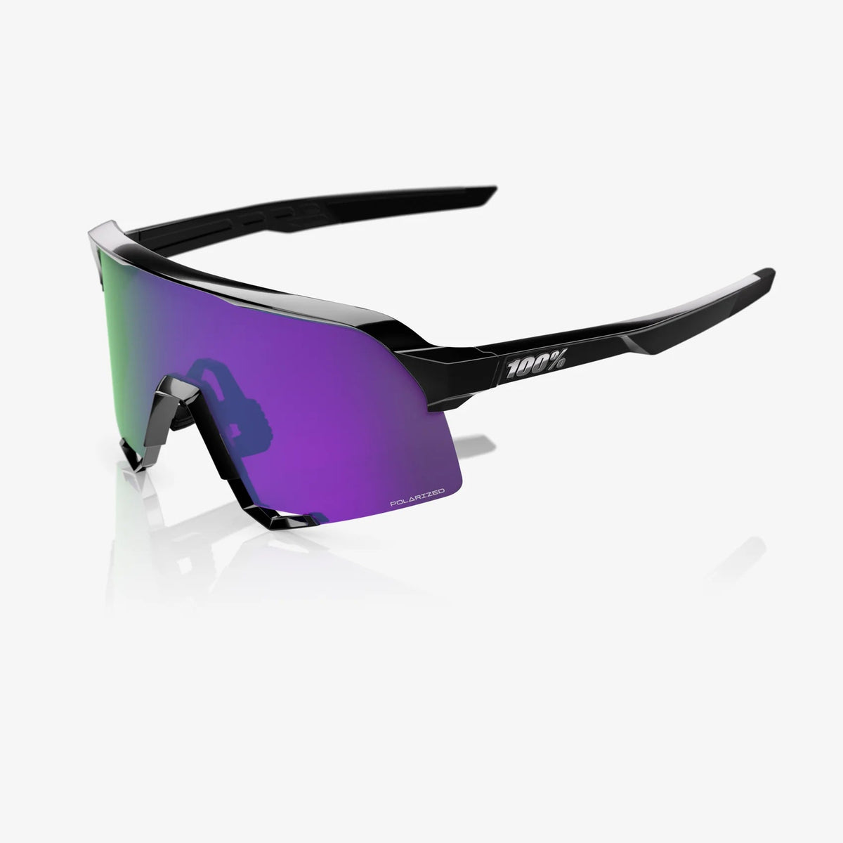 100% S3 Polished Black HiPER® Polarised Lavender Mirror Lens 100%