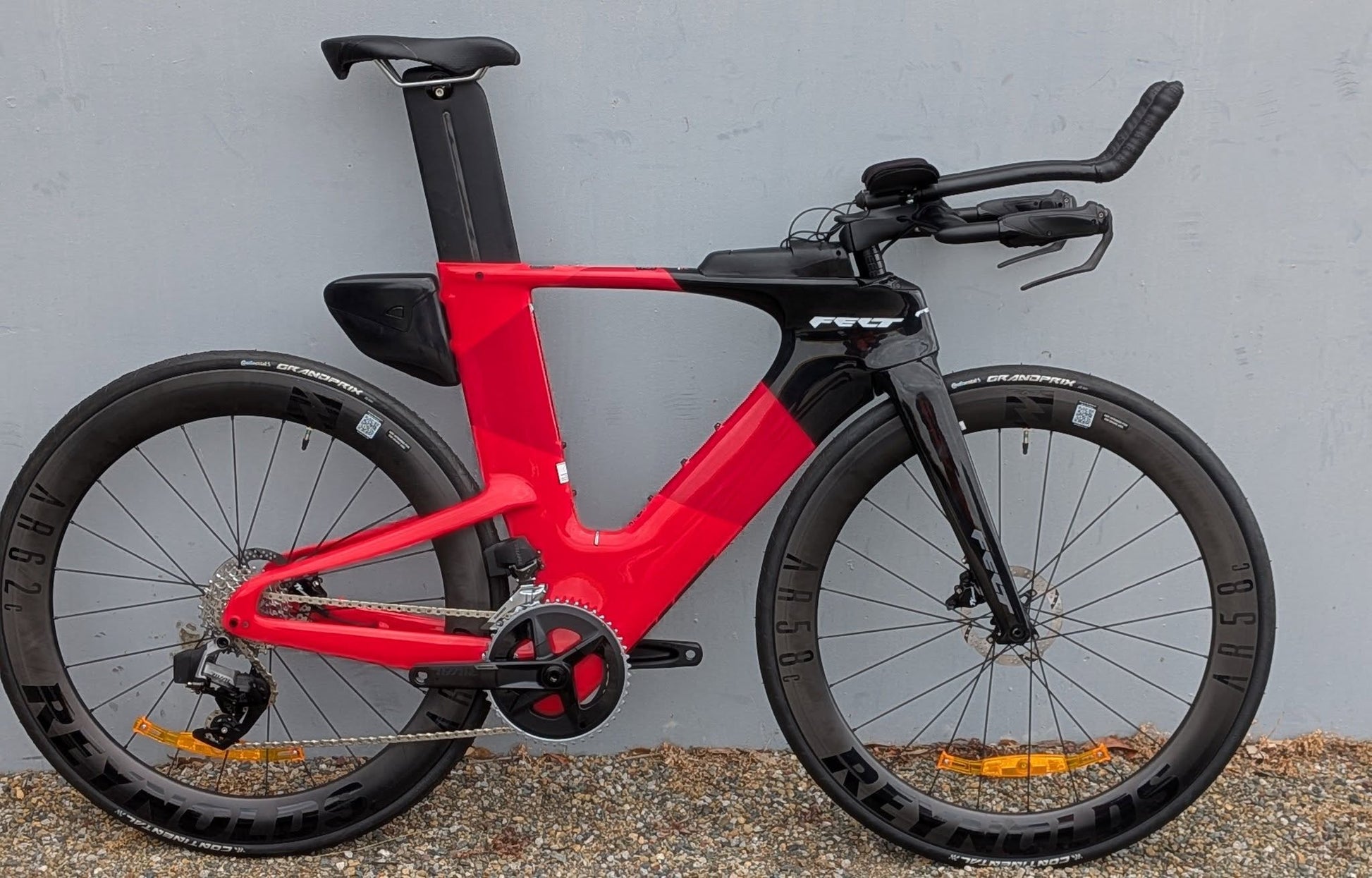 Felt IA triathlon bike in red