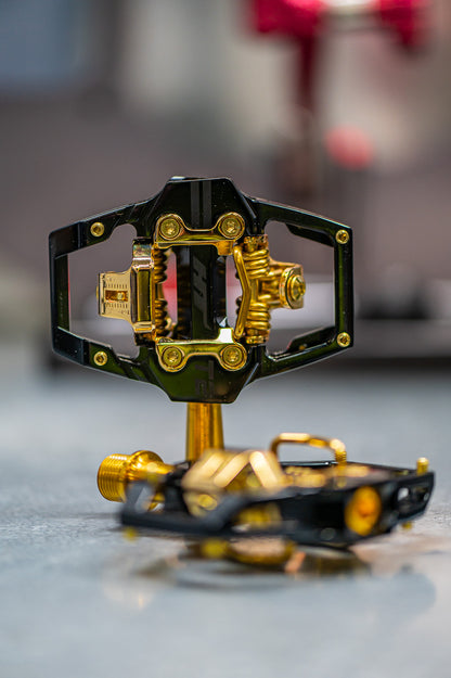 HT T2T Elite Level Enduro Titanium Pedals - Stealth Gold Limited Edition