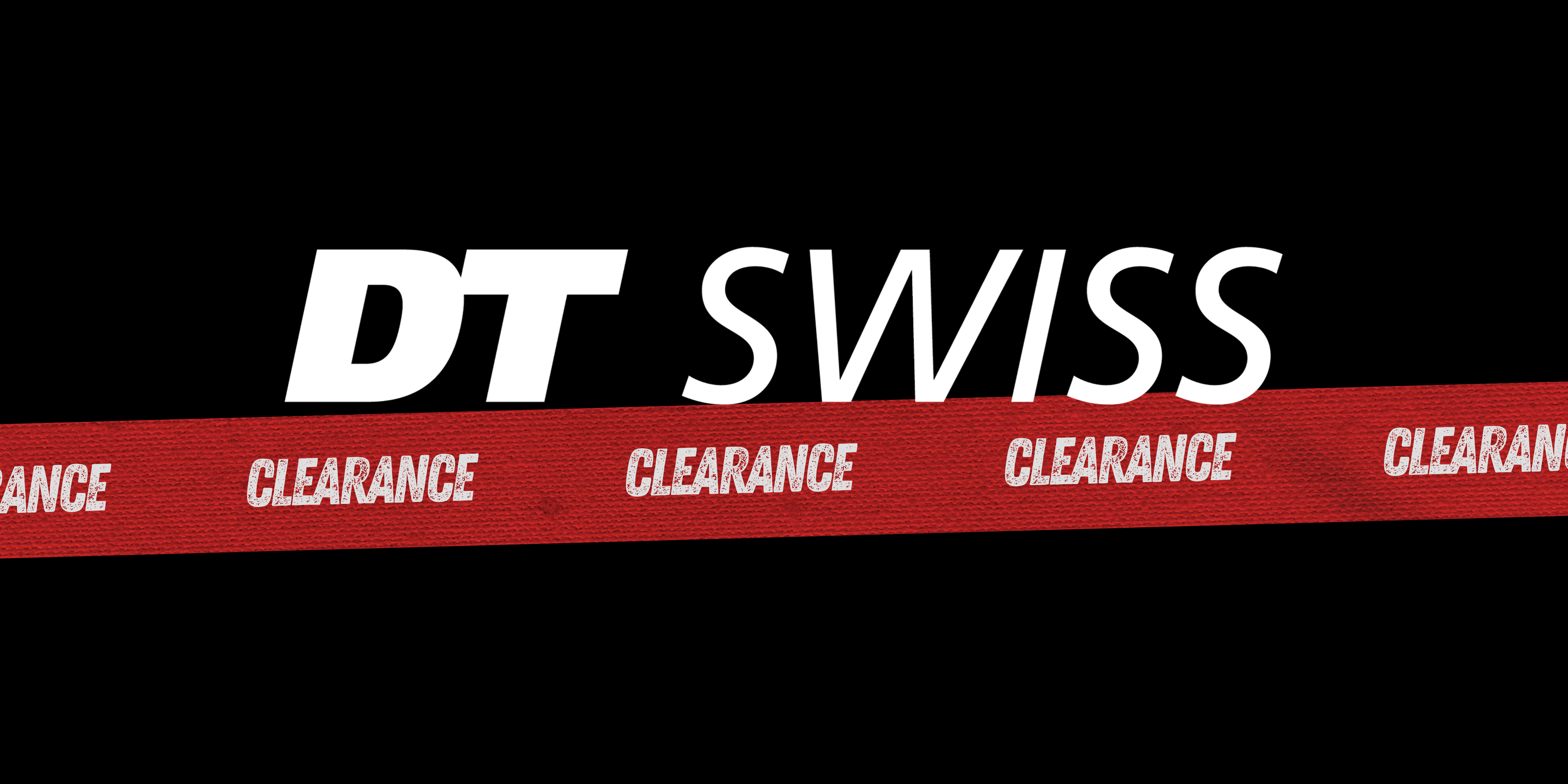 DT Swiss logo with clearance text on a black background