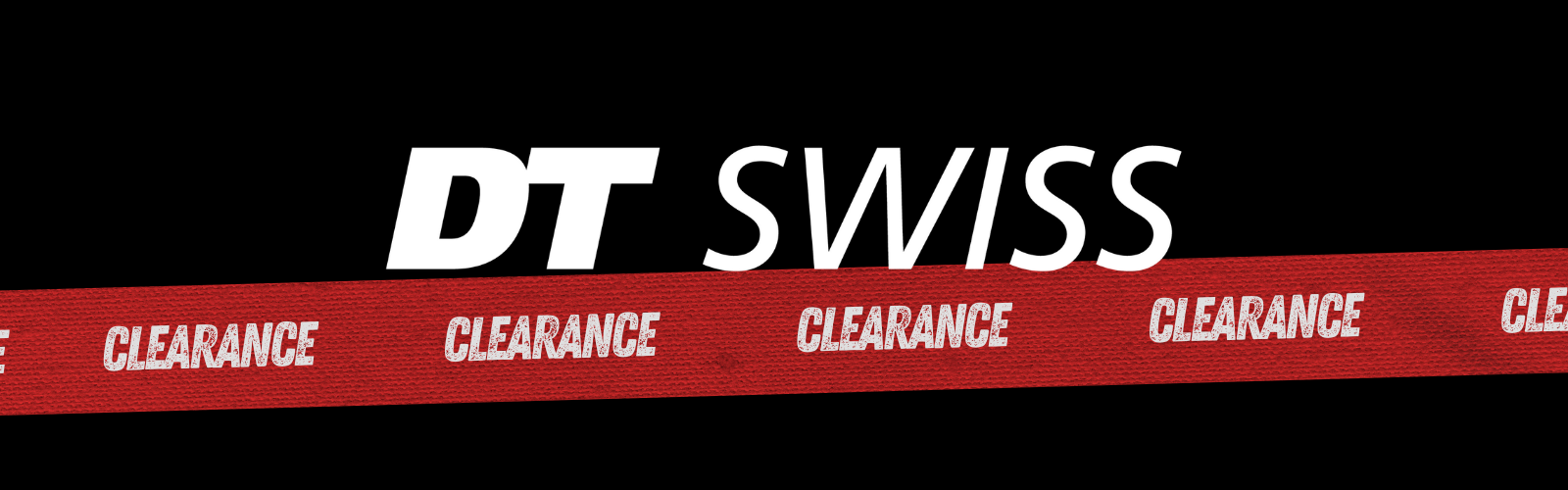 DT Swiss logo on a red and black background with clearance text.